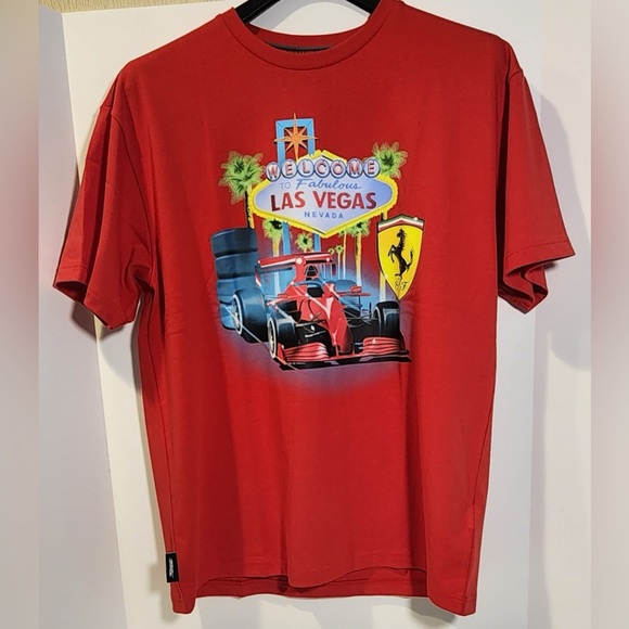 Puma Ferrari x Joshua Vides Graphic Cotton Crew Neck Short Sleeve TShirt Red szL - Picture 7 of 15